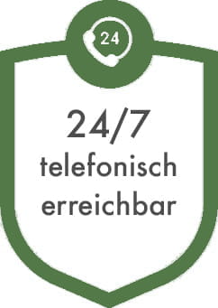 24/7 telefonisch erreichbar